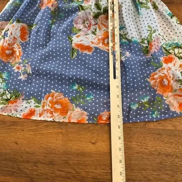 City Studio Women's‎ Blue Polka Dots Floral Straps Dress Sz. L - Picture 8 of 8